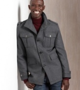 The pocket styling on this field coat from Michael Kors brings sharp, military details to your modern style.