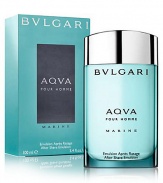 The original exploration of aquatic realm comes to life as AQVA gradually unfolds a fresh, luminous aromatic scent dedicated to a man with a vibrant personality. A free spirit who gains his strength from the force of the ocean waves. The design of the spherical bottle evokes rocks and pebbles softened by the sea, whilst its aqua-green tones reference unequivocally the hues of the sea. Top notes: neroli bigarade and grapefruit; heart: posidonia and rosemary flower; base note: white cedar wood.