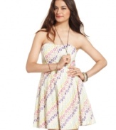 Light-up the night in this strapless dress from American Rag where colorful lanterns float across a sweet, a-line silhouette!