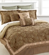 Boasting allover elegance, this Marcella decorative pillow from Croscill adds character to your bed. A floral landscape serves as the focal point, while buttons, hanging tassels and ruched details provide extra flair.