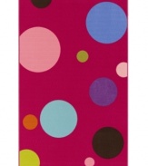 Bubbly personality: with playful style and girly hues, Dalyn's oh-so-sweet rug is a cool accent for any pink lady. Embellished circles in pops of sky blue, yellow and bubble gum pink float across the bold fuchsia background. Woven of nylon for easy cleaning and durability.