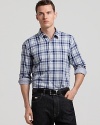 BOSS Black Ronny Blue Check Sport Shirt - Slim Fit