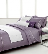 Casual elegance reigns in the Lyra sheet set from Lacoste, featuring a tonal cross-hatch print in light shades of purple for an utterly serene appeal. Embellished with a decorative pleated detail along the hem.