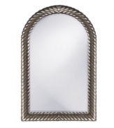 Create a look of overarching elegance with the Montreal wall mirror. A chunky rope design and brushed nickel finish reflect a well-decorated foyer or bedroom.