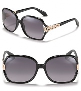 Turn heads in round oversized sunglasses with braided metal arms and gradient lenses.