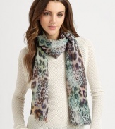 A warm but lightweight wool style with a wild and chic print. WoolAbout 26 X 72Dry cleanImported 