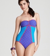 MARC BY MARC JACOBS cleo print suit brings patchwork patterns to your swimwear selection. A charming choice for the beach or pool.