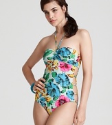 Forgo the garden variety in favor of MARC BY MARC JACOBS' vibrant take on floral, boasting side cutouts and a sweetheart neckline. This suit feels vintage with a cat-eye shades.