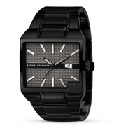 Accent an urban look with Armani Exchange's matte-black chronograph. Wear this edgy square-shaped piece to put your personal stamp on strict tailoring.