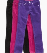 These girls corduroy skinny pants from Guess are an essential piece for her fall wardrobe.