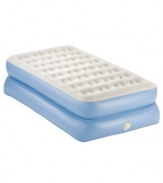 Sink in to at-home comfort... wherever you are! The elevated height and ultra-supportive coil construction makes this air mattress sleep just like a traditional bed. Inflating in three minutes, this convenient sleeper features a flocked surface that holds sheets in place and is soft to the touch.