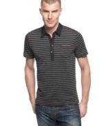 Take your preppy polo look downtown with this hip heathered shirt from Kenneth Cole New York.