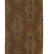 A repeated panel of intricate paisley designs create a simply stunning arrangement in the Marietta area rug from Karastan. Made in the USA of rich New Zealand wool, this area rug stands out as both an art statement and durable must-have in any room.