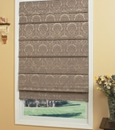 The luxurious look of Damask makes its way to your window in a soft, shimmering two-toned Roman shade. Cordless and available in multiple colors, the Damask Floral Roman shade creates an instant, effortless update for any room in the home.