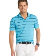 Game on! You'll be geared up for a good time in this stylishly striped performance polo shirt from Izod.