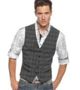 Play up your suave weekend style with this plaid vest from Bar III.