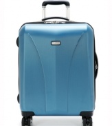 A travel gem. Designed with a wider body, this hardside carry-on fits into overhead bins more easily and still provides the perfect amount of packing space you need to fit in all of your necessities and essentials. A two-compartment design features tie-down straps, zippered utility divider, a large mesh pocket and so much more.