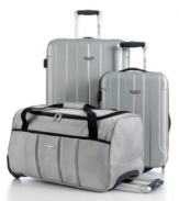 Hardside protection for easy travel. The dependable features that truly count are all packed in-two durable uprights expand for greater packing capacity and roll with the punches on easy-glide wheels guided by a retractable handle system. The rolling duffel makes the perfect carry-on companion with comfort in any way you carry. 3-year warranty.