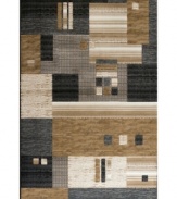 Modern patchwork meets distressed striping in calming hues upon this Jamestown area rug from Kenneth Mink. Made in Turkey of durable heat-set polypropylene, this rug boasts unique texture with accents of carved detailing for pure style that endures.