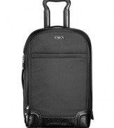 Packed with style & sophistication, this sporty upgrade combines dependable durability with professional, feminine detailing for seeing the world in style & with ease. Classic embossed leather trim defines the exterior, while an expandable main compartment with lightweight suit sleeve, business & personal pockets and tie-down straps is perfect for international trips. 5-year warranty.