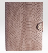 This python-embossed, leather-bound notebook with a snap-tab closure is perfect for everyday note-taking, list-making or journal-writing.LeatherIncludes 176 perforated, lined pagesAbout 5.5 X 7.5Made in USA