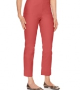 Channel classic style with these slim, cropped petite pants from Charter Club. A flat front and slimming tummy panel gives you a smooth silhouette and makes these ideal with tunics!