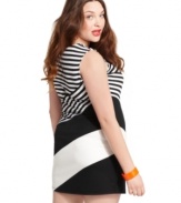 Flaunt on-trend style with ING's sleeveless plus size dress, featuring a striped pattern!