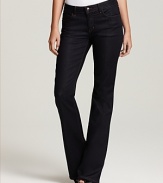 A super-dark wash emphasizes the ultra-flattering fit of these Joe's Jeans curvy bootcut jeans.