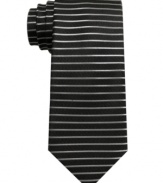 Line it up, knock it down. This striped tie from bar III conquers your dress wardrobe with unmatched cool.