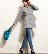 Esprit mixes faux fur trim and herringbone tweed to create a cute coat with a modern, menswear-inspired feel.