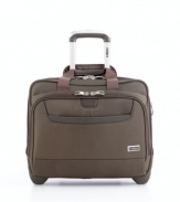 Master the business of traveling in ease, style and comfort. Take your work on the go in this durable ballistic rolling brief that easily accommodates all of your belongings in a spacious main compartment. Lifetime warranty.