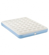 A great night's rest comes easier. Inflating in less than a minute and deflating in approximately 15 seconds, this convenient air mattress is your best rest companion. Constructed with layers of ultra-supportive coils, this flocked sleep surface keeps the sheets securely in place for luxury that lasts all night long.