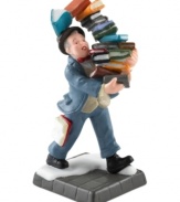 An avid reader makes out like a champ, carrying more than an armful of books away from the big holiday sale at Wakefield Books. A familiar sight in the city throughout the holiday season, from Department 56.