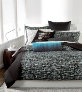 A techno dream! Upgrade the look of your bed with this dramatically modern Orion comforter from Bar III. Statement-making digital prints reverse to a striped landscape.