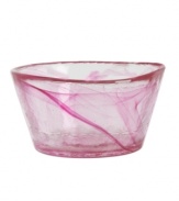 From the famed Scandinavian glass designers at Kosta Boda, this large Mine bowl has a dreamy swirled quality that brings color and contrast to any table.
