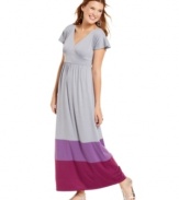 Pretty, casual style: Four Stars updates the classic maxi dress with flutter sleeves and chic colorblock design.