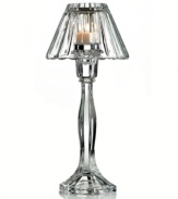 Decidedly vintage, this cut crystal hurricane lamp from Godinger's Serenade collection glistens with elegant Art Nouveau style. With candle in place of bulb.