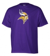 Earn your fan status and flaunt it proudly with the sleek athletic fit and bold logo design of this Minnesota Vikings t shirt from Reebok.