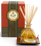 A joyful infusion of pomegranate and pink grapefruit is built on a foundation of garden ivy and sandalwood. According to the ancient Japanese tale, the golden pomegranate only grows in the mythical Garden of Purest Joy but you can now experience this rich fragrance in your home. Presented in Italian crystal perfume bottle and glass stopper 7.4 fl. oz. 20 eight-inch reeds Tray not included