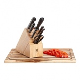 Handcrafted in Soligin, Germany, the knives in this 8-piece set are hot dropped forged from a single piece of high-carbon stainless steel and ice tempered for optimum sharpness and edge retention. A perfect tool for the kitchen that will last a lifetime.