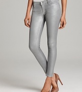 Add a dose of glam to your denim repertoire with these Hudson skinny jeans, coated in a rich metallic sheen.