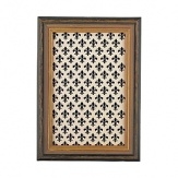 Faux distressed wood is accented with a gold-tone inner trim, in this traditionally elegant frame from Tizo.