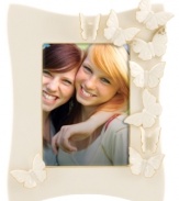 The essence of whimsy, this Lenox Flutter picture frame will lift your spirits with gold-tipped butterflies and elegant banding in timeless ivory porcelain.
