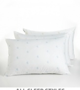 Stomach sleepers can now rest softly and soundly on this pillow. Made of the softest 100% cotton and filled with cozy yet firm Fiberfill, this pillow has a blue Ralph Lauren logo.