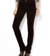 Rendered in luxuriously smooth stretch corduroy, Lauren Jeans Co.'s classic straight-leg pant exudes iconic style.