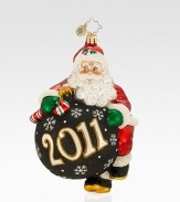 EXCLUSIVELY AT SAKS. Mouthblown and handpainted by European artisans, this exquisite glittered glass ornament commemorates the season with a cheerful, rosy-cheeked Santa.Mouthblown, handpainted glass 6¼ high Made in Poland