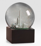 EXCLUSIVELY OURS. The Washington, D. C. musical water globe features city scenes and landmarks, including: White House, Capitol, Jefferson Memorial Lincoln Memorial, Washington Monument, limousines Plays Battle Hymn Of The Republic Glass dome and resin figures 6 high Imported