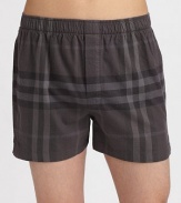 A foundation of any man's style in checked flannel touched with the luxury of silk. Elastic waist 75% cotton/16% wool/9% silk Machine wash Imported 