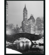 Bridge the gap between you and the Big Apple. Captured in classic black and white, this large Central Park art print gives your decor an urban edge. Its minimalist and eco-friendly black frame complements any setting.