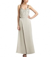 THE LOOKSweetheart necklineFaux patent strapsStructured bodiceBeaded appliqué on bustAsymmetrical mock wrap, front and backSide zip with hook-and-eye closureHorizontal back strapTHE FITAbout 58 from shoulder to hemTHE MATERIALSilkSecond material: 45% spandex/30% polyester/25% cottonSilk liningCARE & ORIGINDry cleanMade in ItalyModel shown is 5'10½ (179cm) wearing US size 4. 
